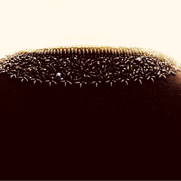 VINTAGE EVENING JACKET / TOP Black w Bead Work Heavy Knit One Of A Kind Vintage - Picture 3 of 10